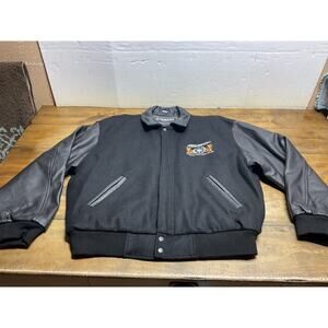 Vintage 90s Yamaha Star Motorcycles Wool Bomber Jacket Coat Mens Size 2XL